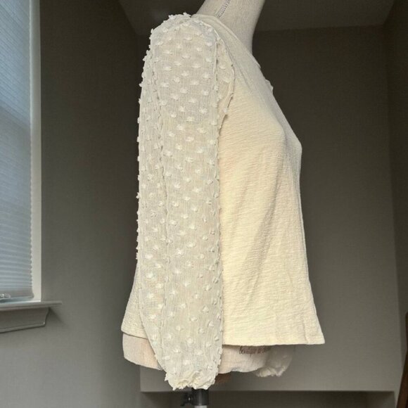 NWT! ANTHROPOLOGIE Maeve Stunning Ivory Top with Sheer Sleeves - Size XS - Picture 3 of 7